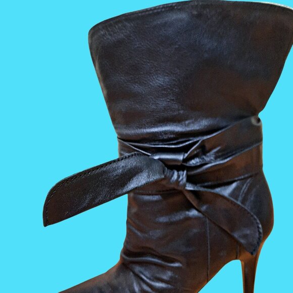 Y2K Aldo Black Leather Booties Ankle Boots Size 6 Pointed Toe Stiletto EUR 36 - Picture 3 of 16